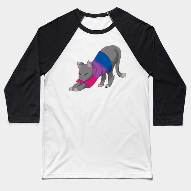 Bisexual cat stretching Baseball T-Shirt by CactusMonsters